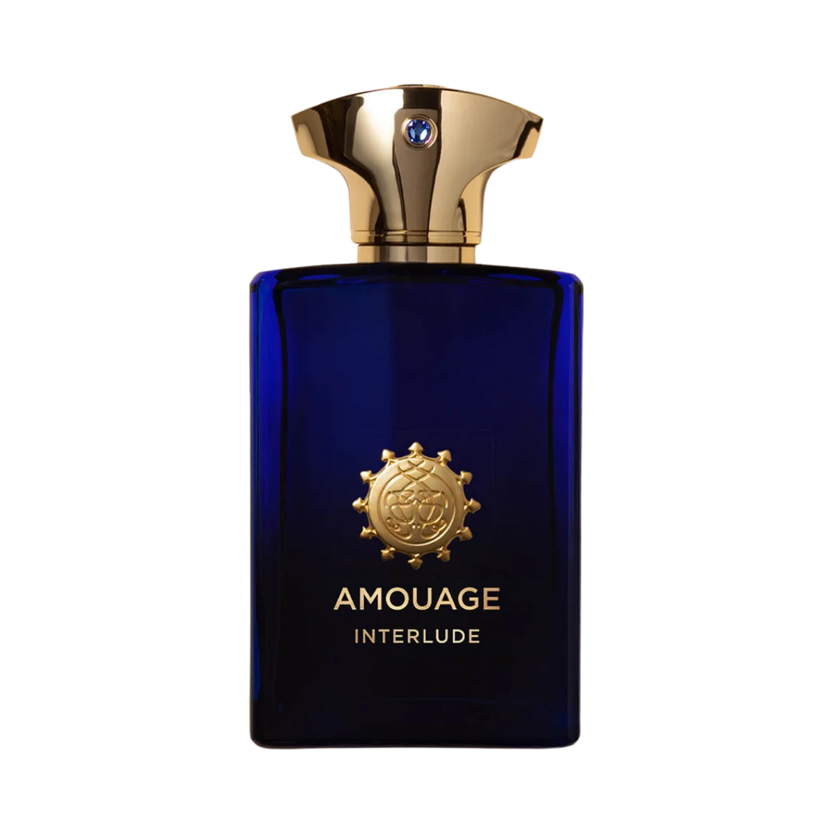 Amouage Interlude Man – Parfumflakon auf weißem Hintergrund