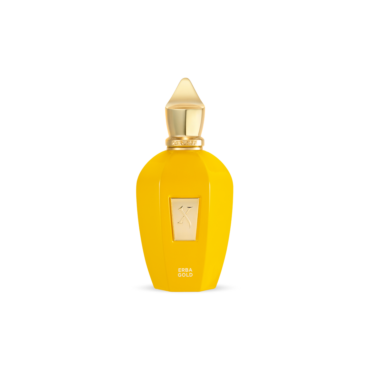 Xerjoff Erba Gold Eau de Parfum 100 ml – gelber Flakon auf weißem Hintergrund