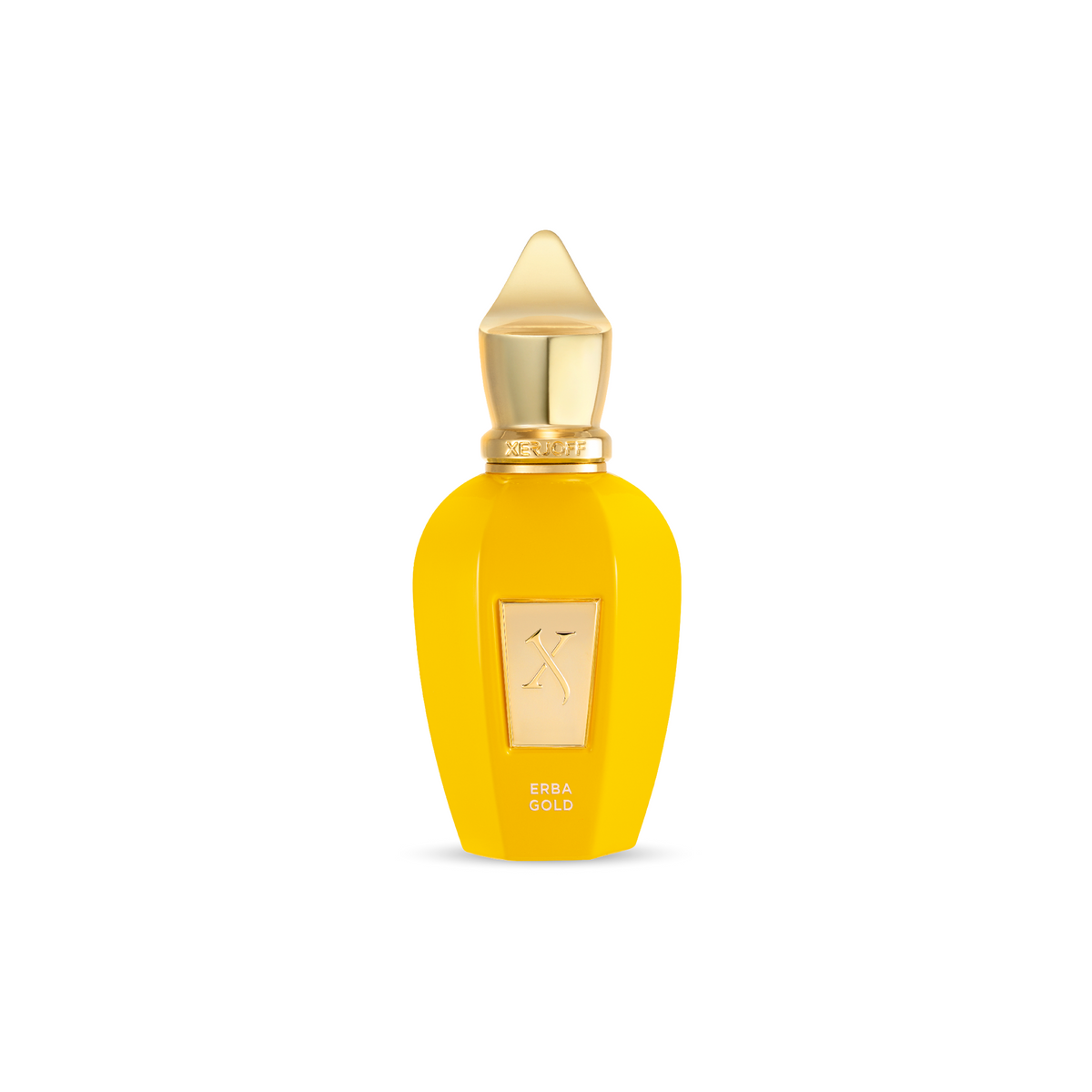 Xerjoff Erba Gold Eau de Parfum 50 ml – gelber Flakon auf weißem Hintergrund