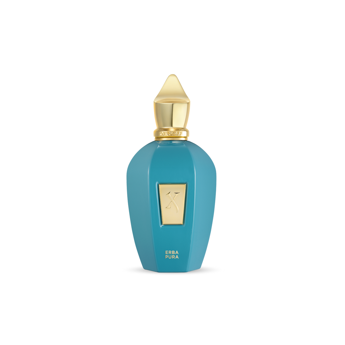 Xerjoff Erba Pura Eau de Parfum 100 ml – türkisfarbener Flakon auf weißem Hintergrund
